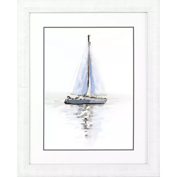 Mirrored Sailboat I Giclee Art with White Frame