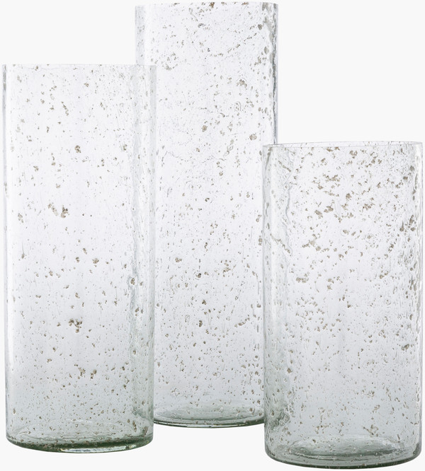 Translucent Set of Three Glass Cylinder Vases