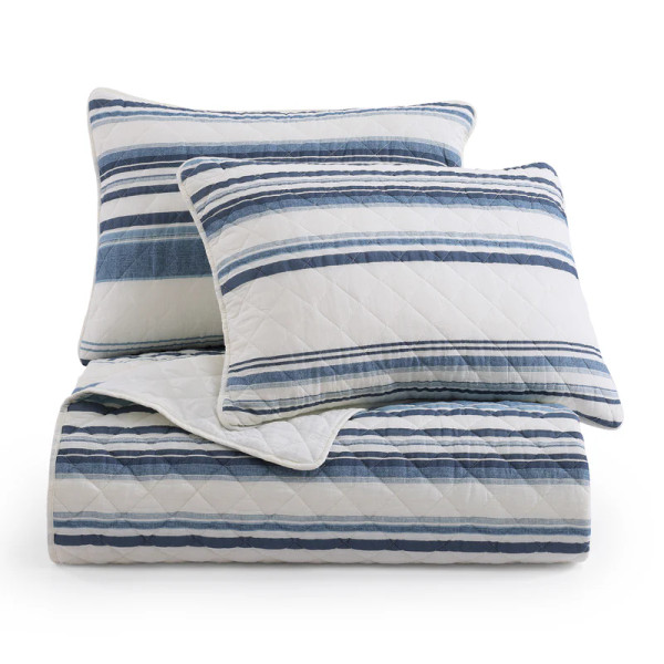 Mystic Seaport Blue Stripe 3-Piece Quilt Set