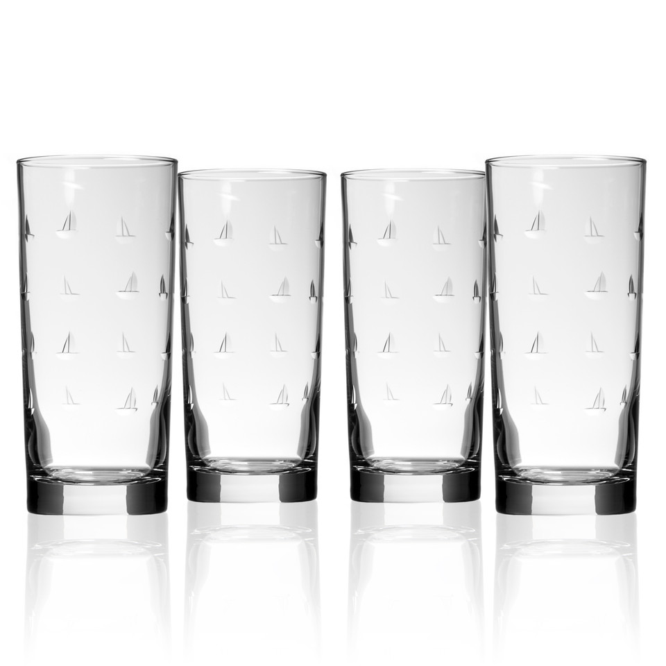 Heron Etched Cooler Glass Set of 4 Caron's Beach House