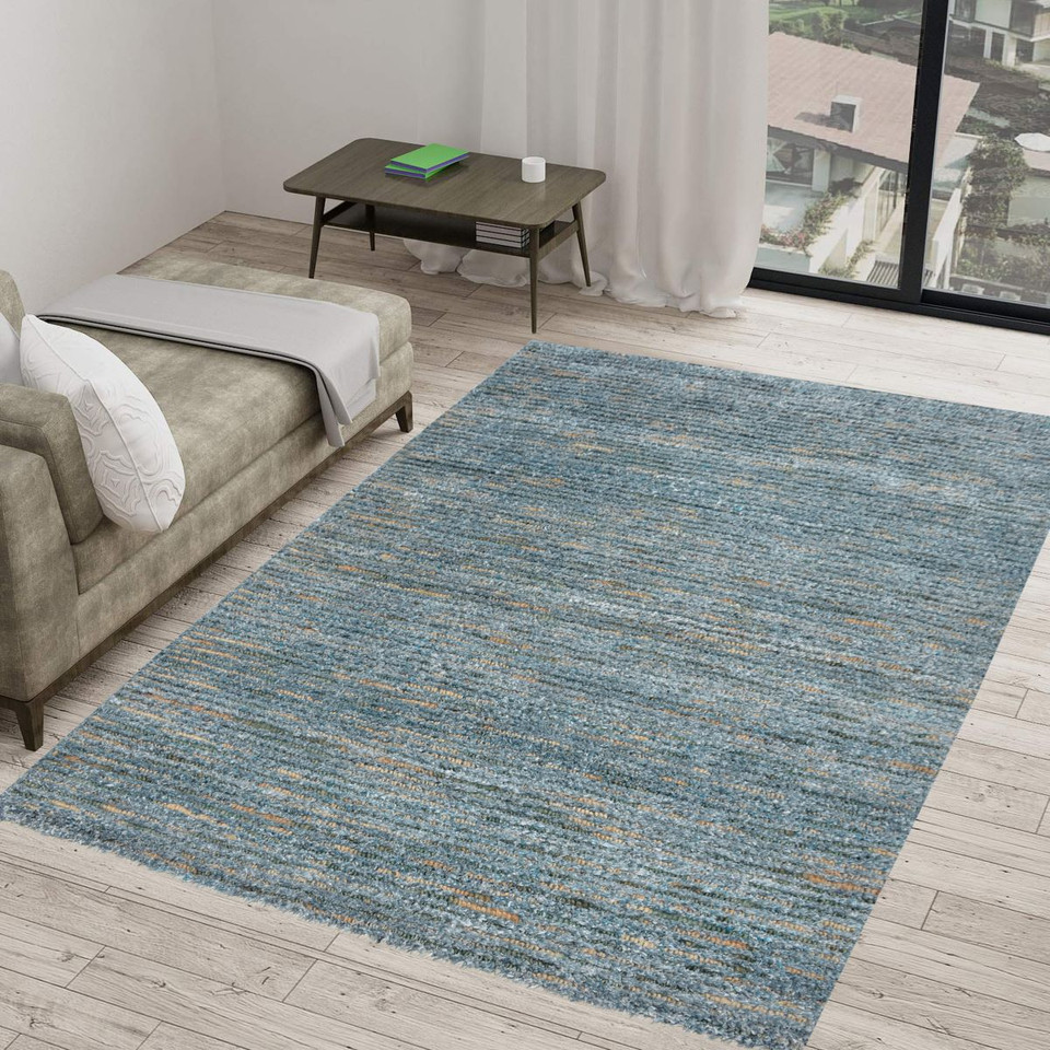 Kauai Horizon Ocean Blue and Natural Rug | Caron's Beach House