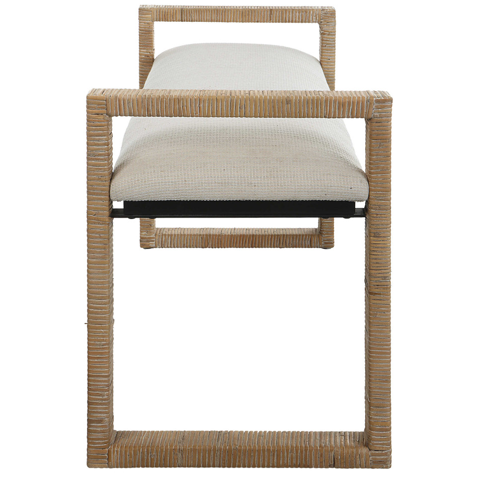 Kona Rattan Cushioned Long Bench | Caron's Beach House