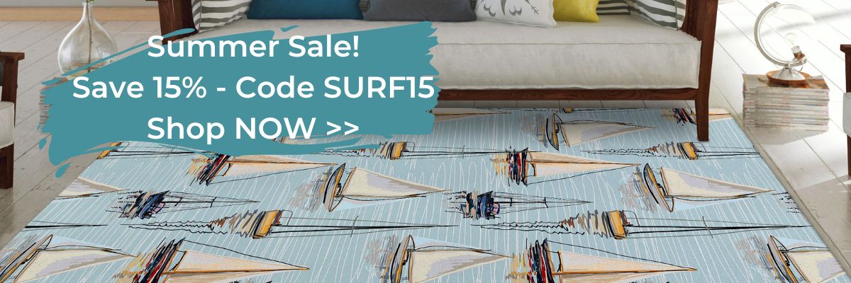 Save 15% - Full of fun, lively coastal and nautical designs, these Made in the USA area rugs are machine washable and ready to brighten up any space at your home to have an instant breezy seaside style!