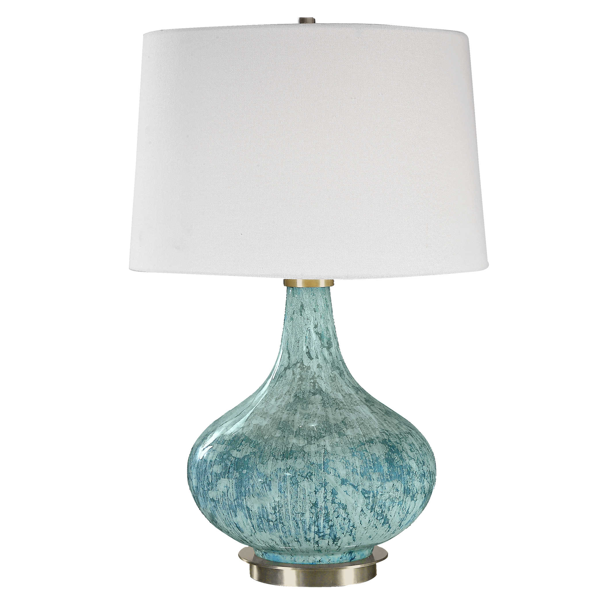 Celinda Sea Blue-Gray Swirled Glass Lamp