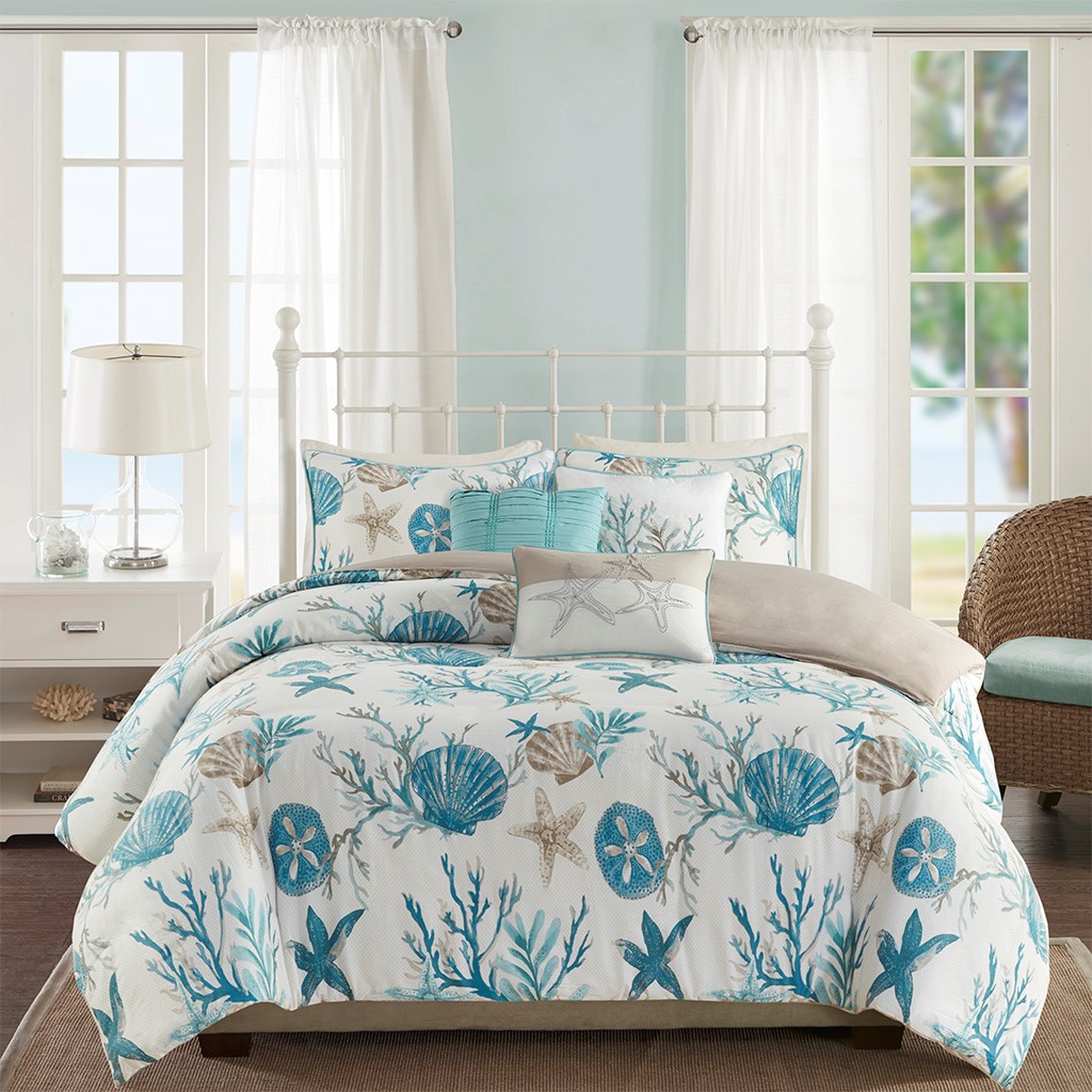 Turquoise Bass Fish King Queen Bedding Set Sea Animal Duvet Cover