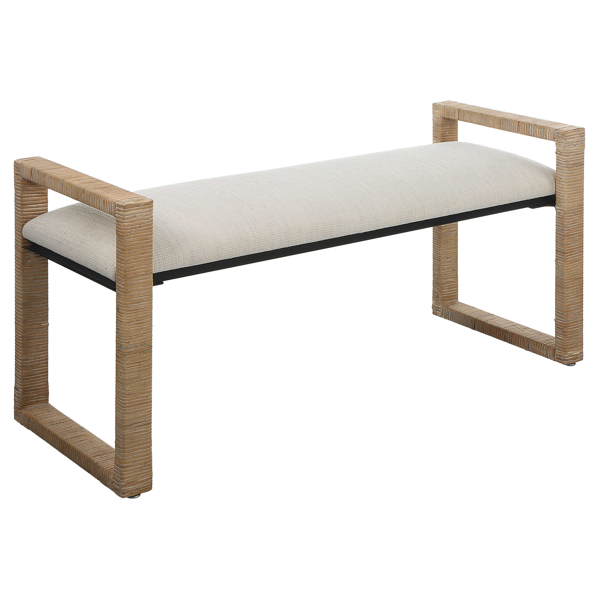 Kona Rattan Cushioned Long Bench | Caron's Beach House