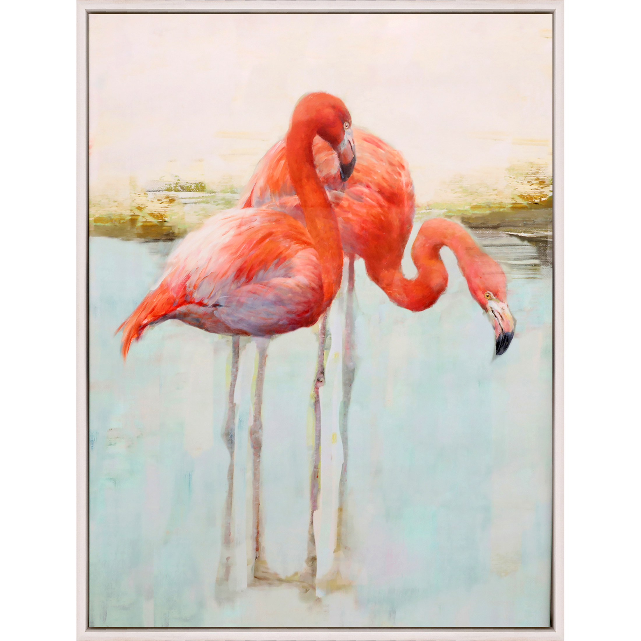 Victoria Rainbow Flamingo 2 Watercolor Canvas by Unknown Wooden Wall Art