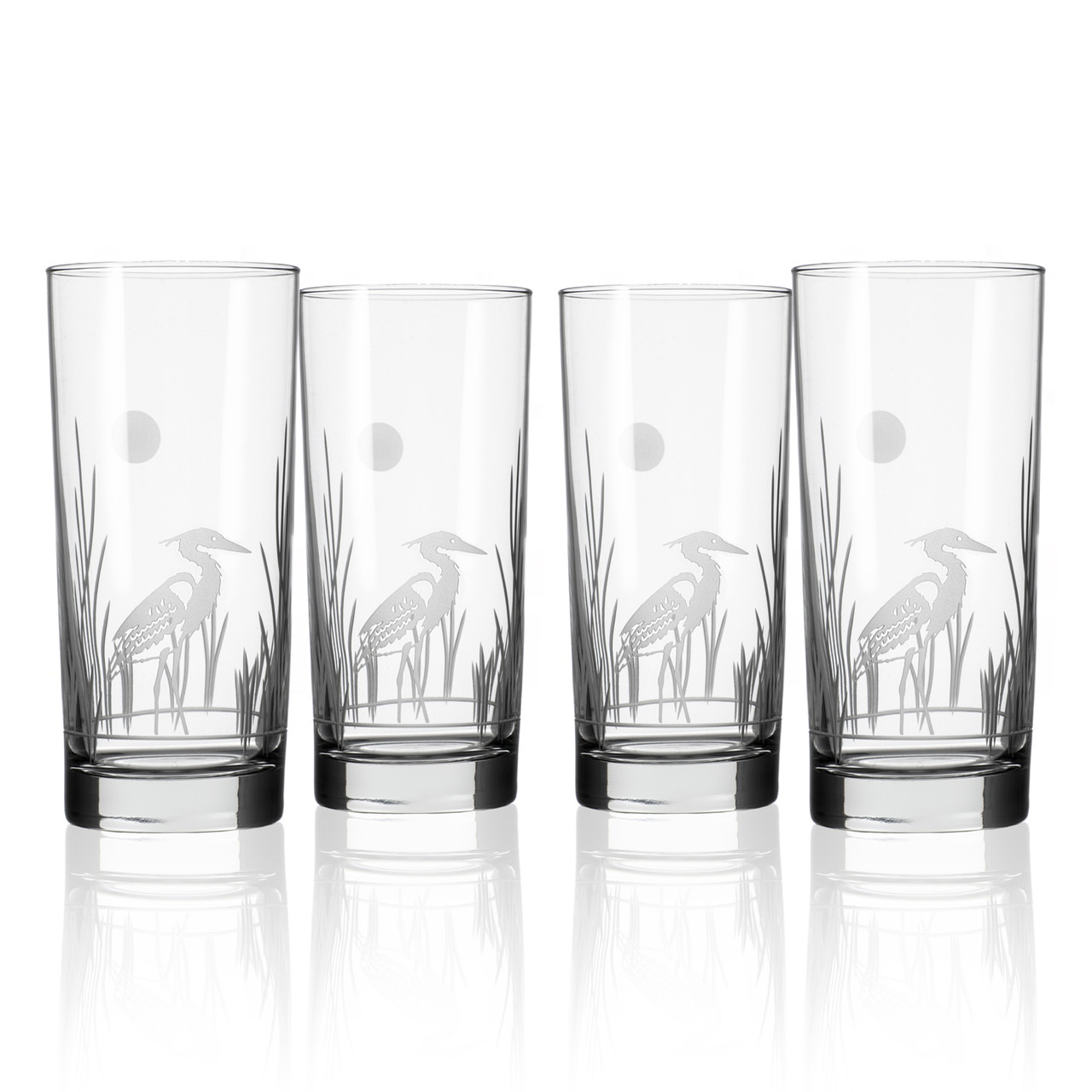 Image of Heron Etched Cooler Glass- Set of 4