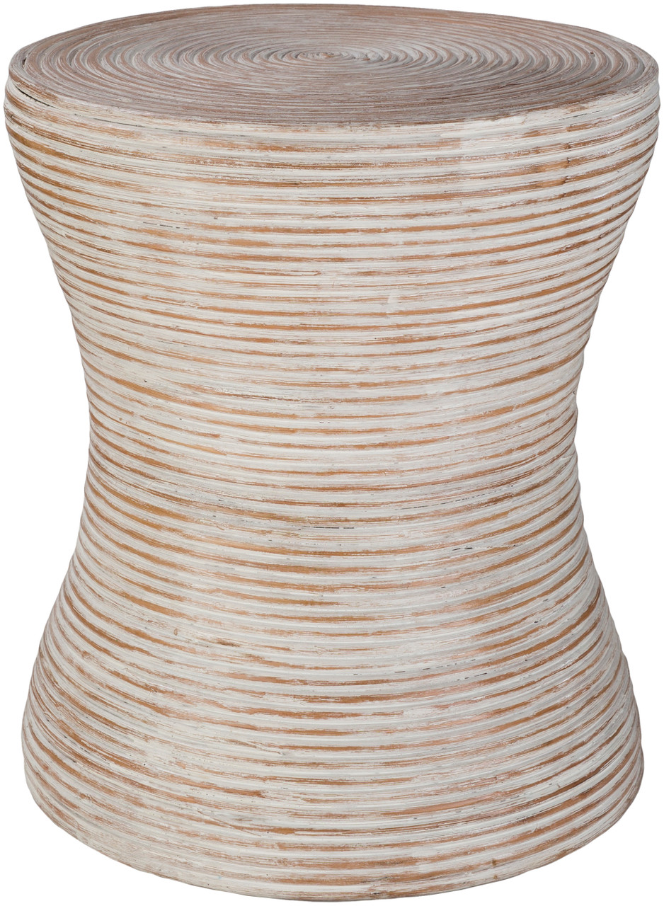 Image of Bali White-Washed Rattan Wrapped End Table
