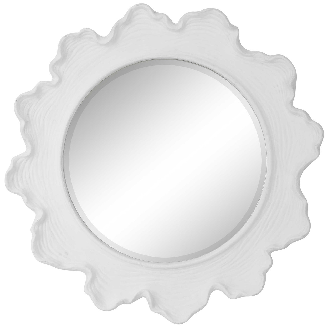 Image of White Sea Faux Coral Round Mirror