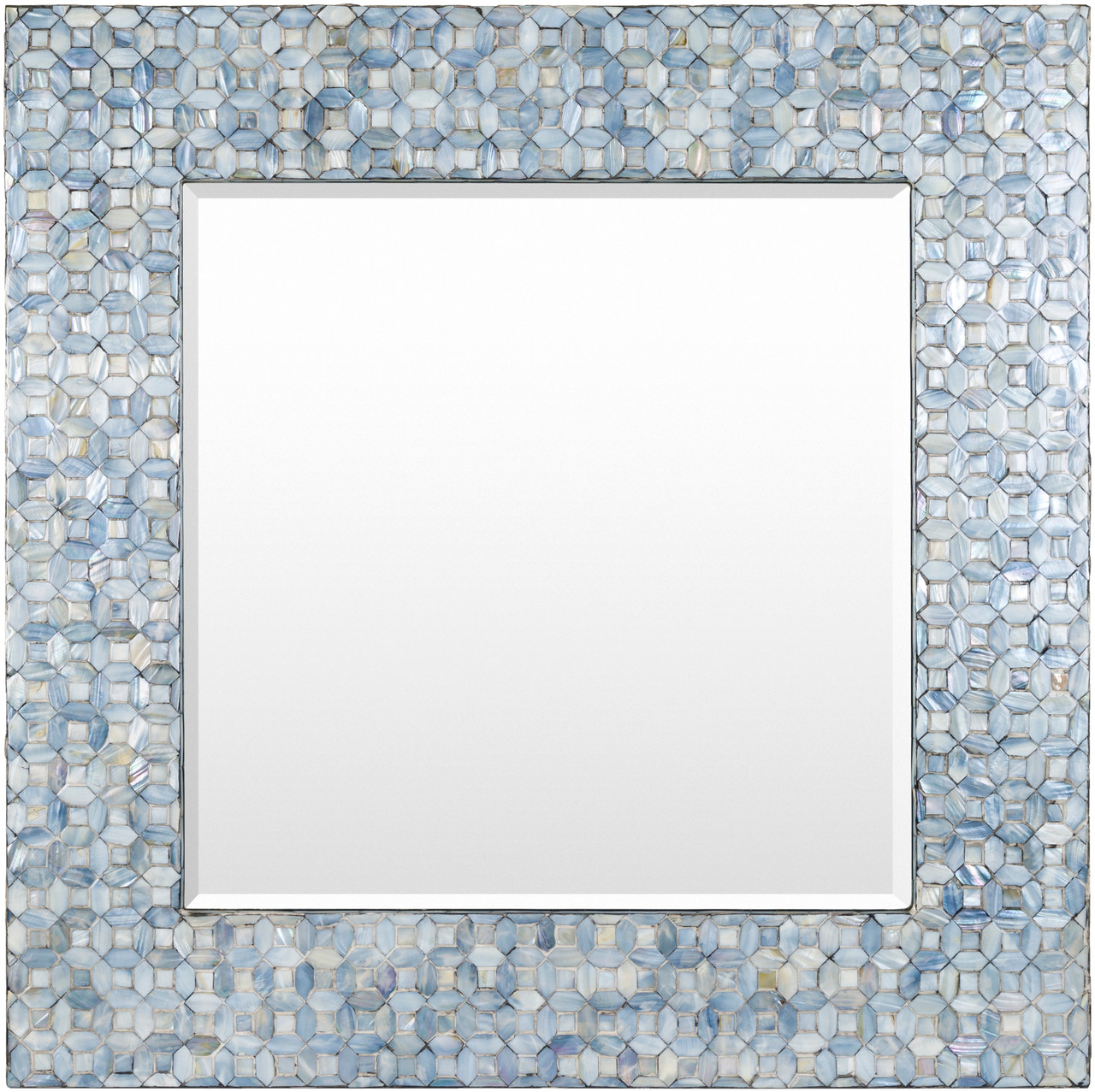 Image of Makena Blue Mosaic Shell Framed Mirror