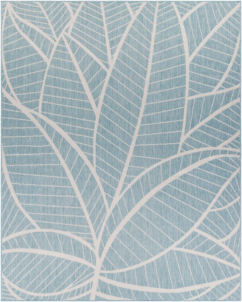 Image of Cardiff Blue Palm Leaves Area Rug