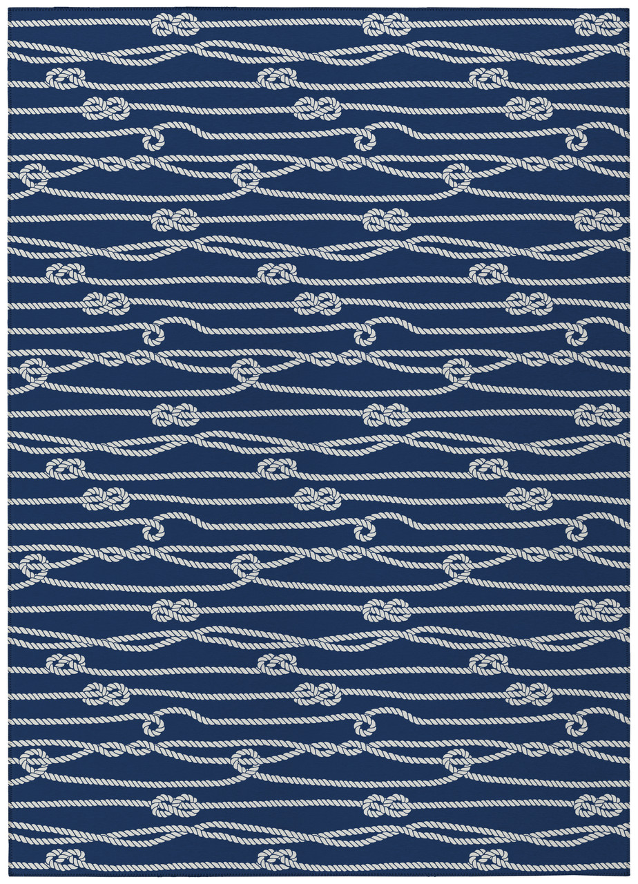 Image of Blue Knotted Ropes Indoor-Outdoor Washable Rug