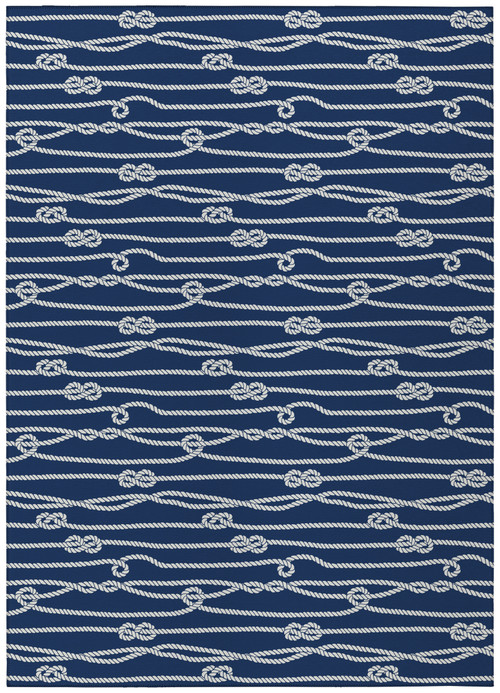 Navy Blue Knotted Ropes Indoor-Outdoor Washable Rug | Caron's Beach House