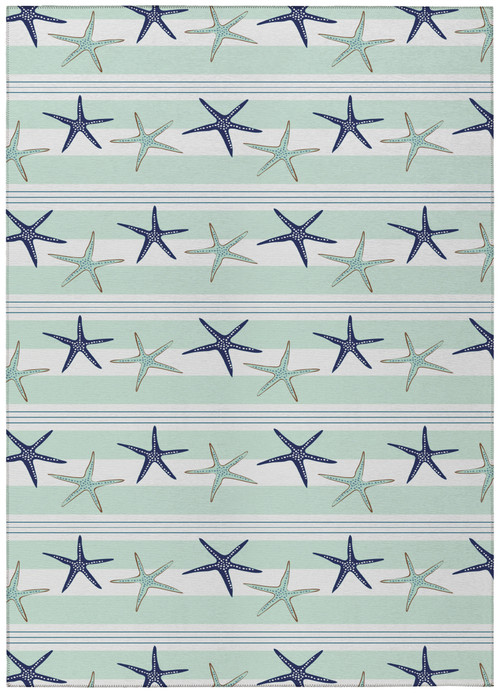 Surfside Seaglass Stripes and Starfish Indoor-Outdoor Rug | Caron's ...