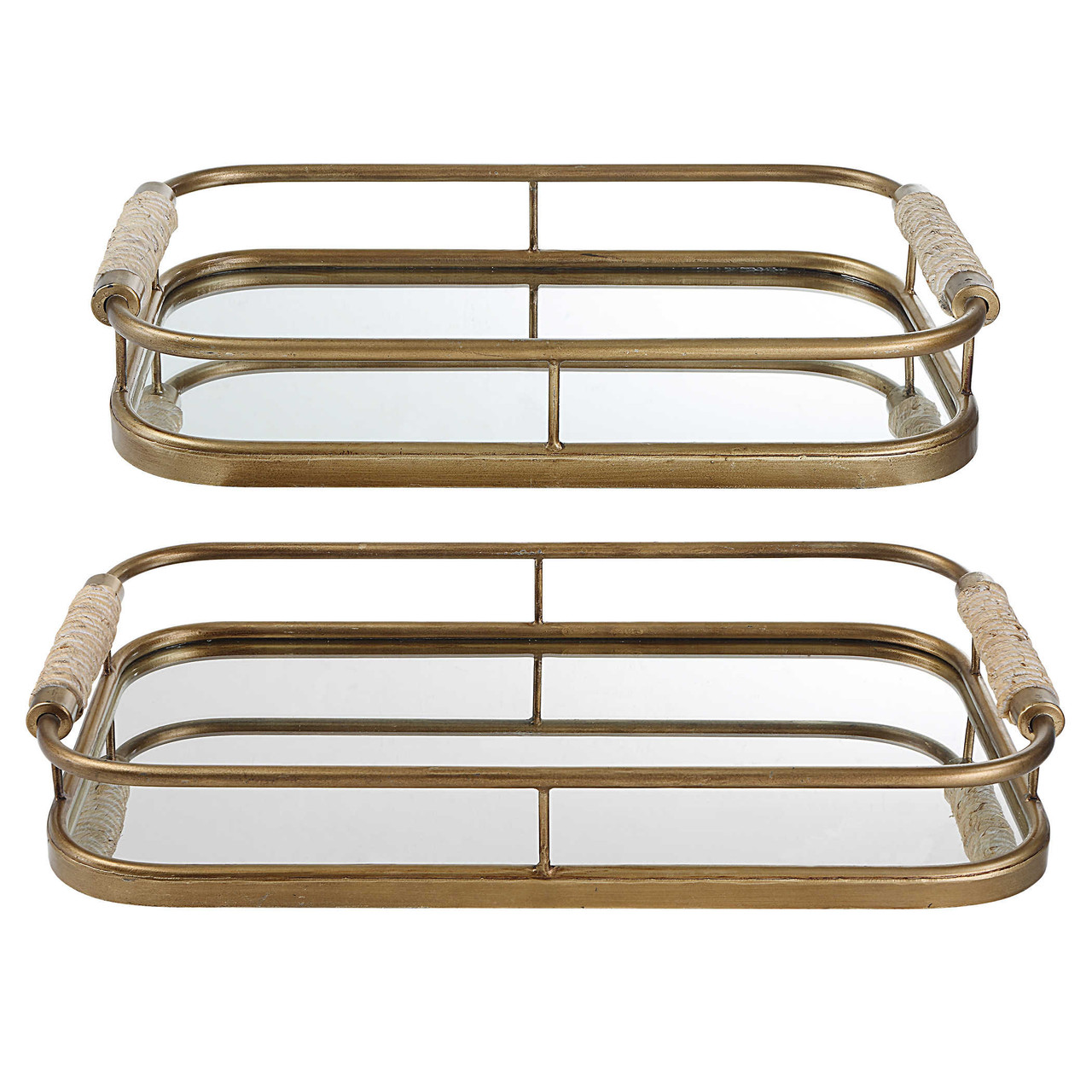 Image of Nautica Mirror and Rope Handled Trays - Set of Two