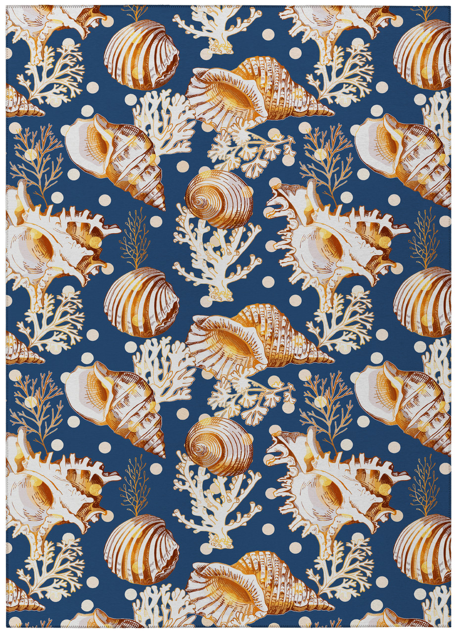 Image of Surfside Dark Blue Shells Indoor-Outdoor Rug