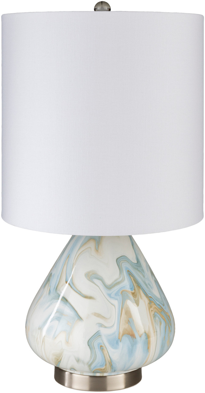 Image of Oak Bay Blue Marbled Ceramic Table Lamp