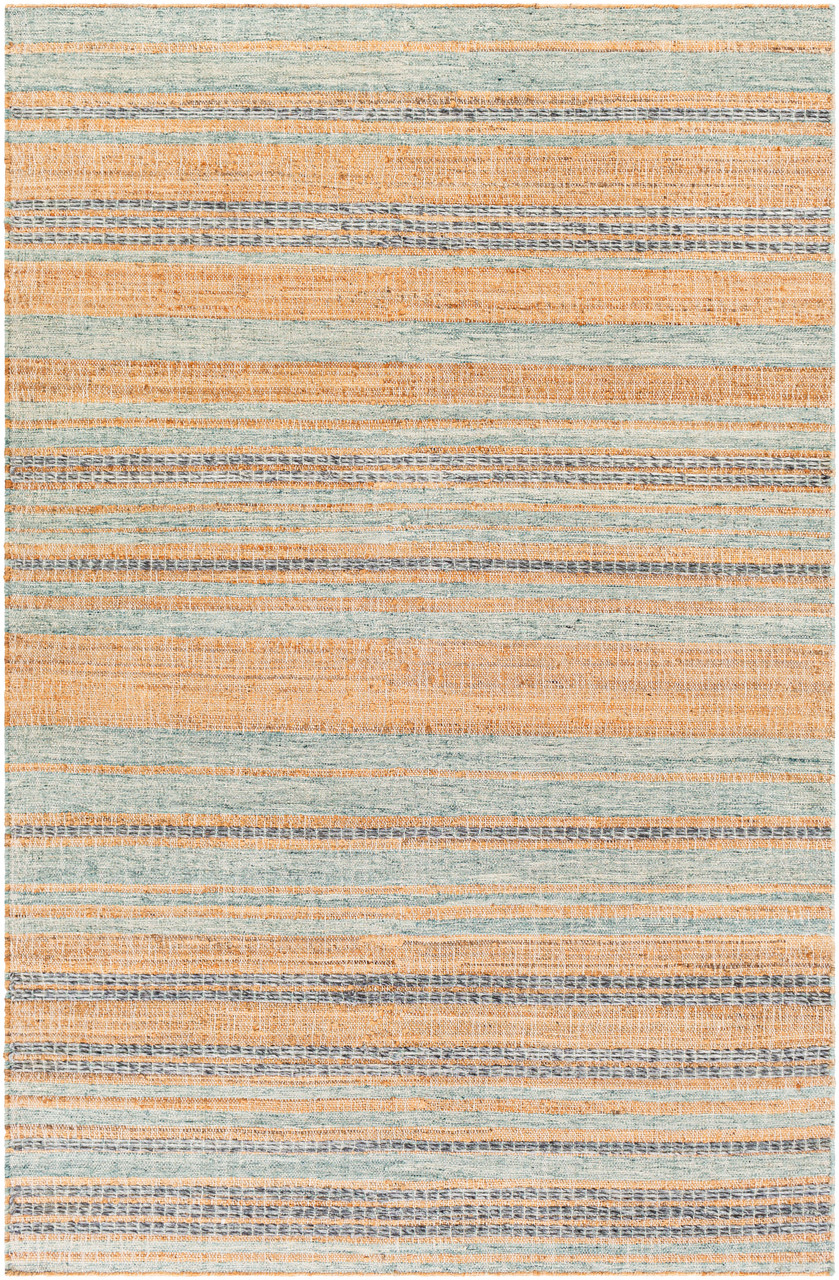 Image of Arielle Aqua Beach Stripes Natural Area Rug