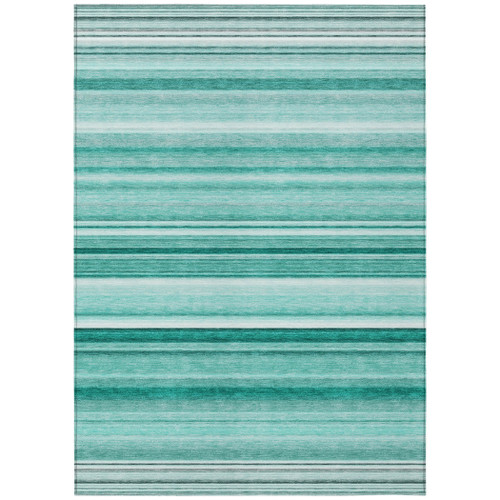 Gulf Shores Turquoise Horizontal Stripes Rug | Caron's Beach House