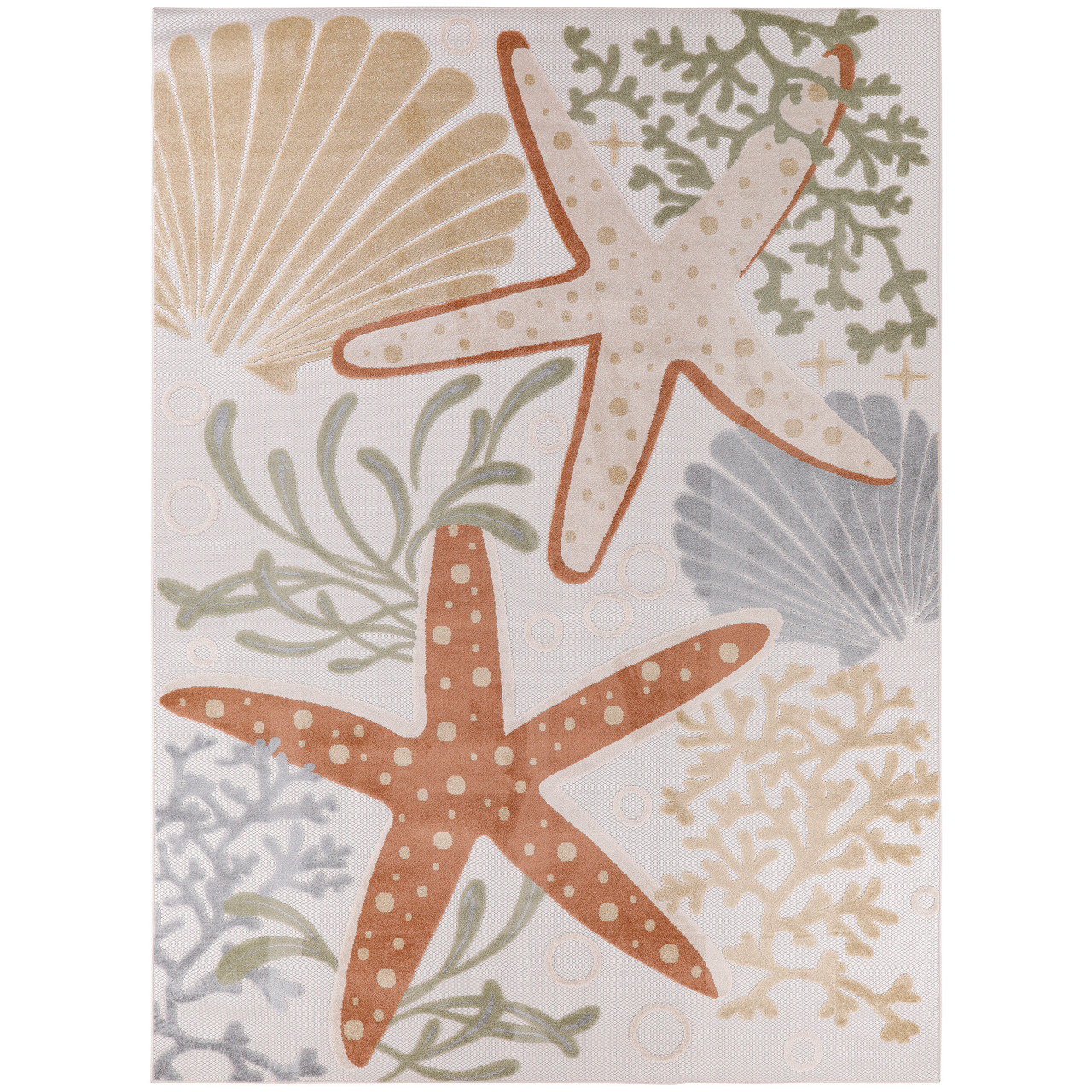 Image of Ivory Ocean Life Woven Area Rug