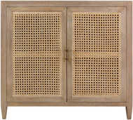 Encinitas 2-Door Rattan and Light Washed Wood Cabinet