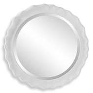 White Ruffled Faux Coral Round Mirror