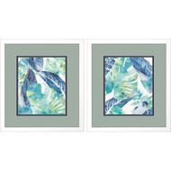 Beach Palms Framed Watercolor Set of Two Prints 