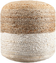 Kona Ivory and Natural Tropics Woven Pouf