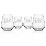 Octopus Etched Stemless Glass Tumblers