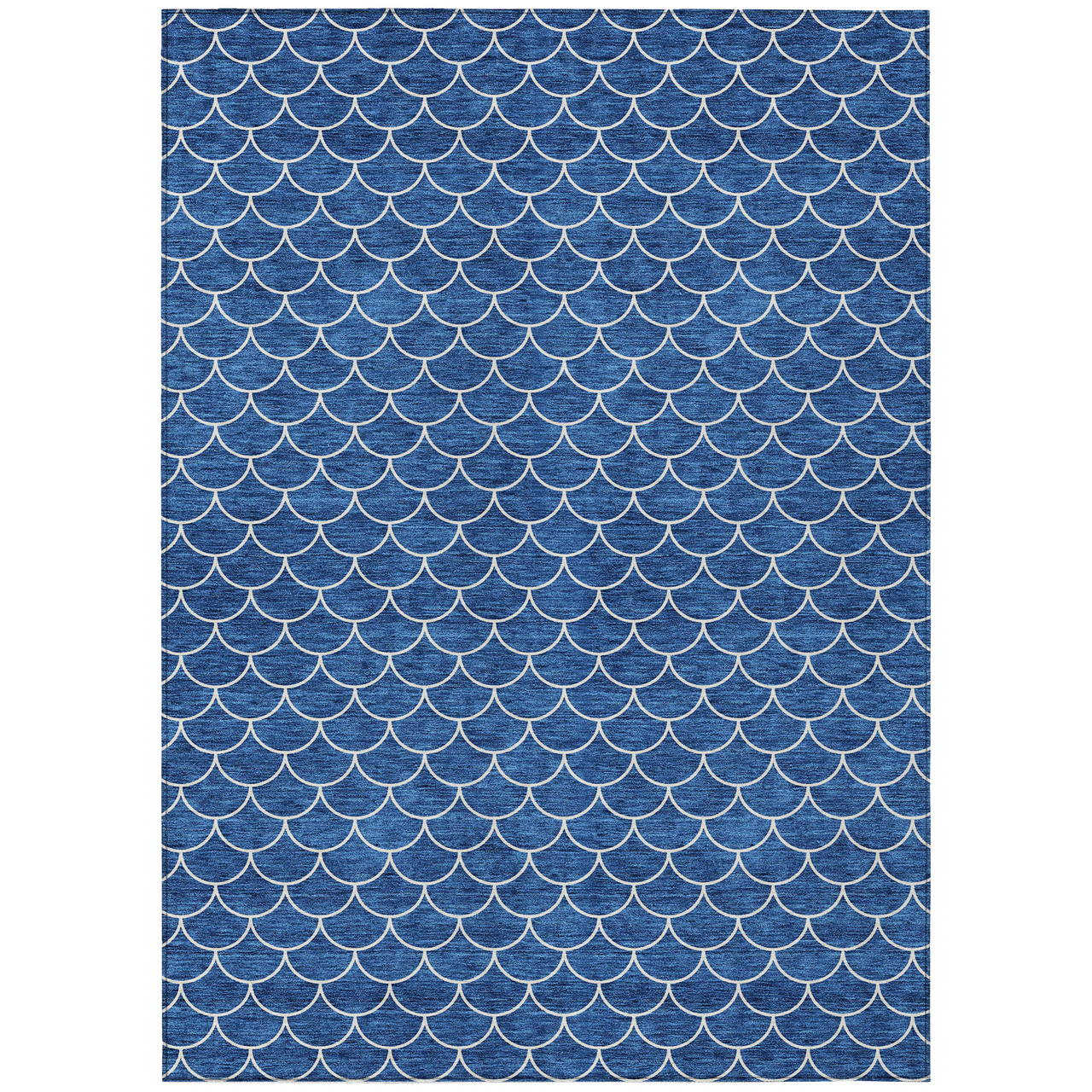 Image of Blue Siren Scalloped Washable Area Rug