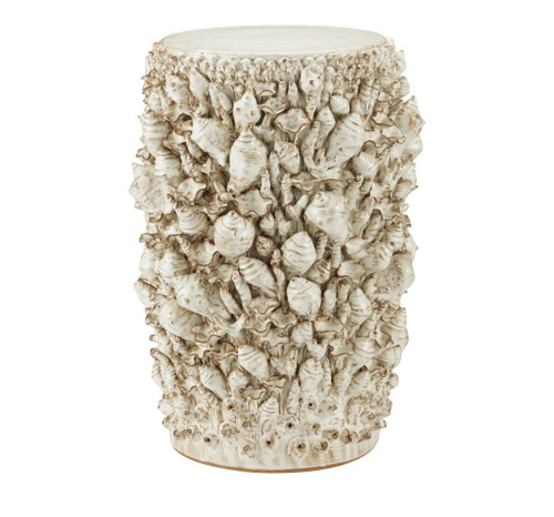 Corfu Ceramic Shell Covered Round Accent Table - Unique and Gorgeous