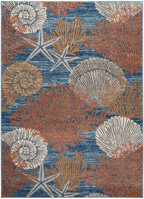 Shell Shaped Rug Extra Large Sanibel Shells I Patterned Sculpted Plush Rug | Dreamy Ocean Style