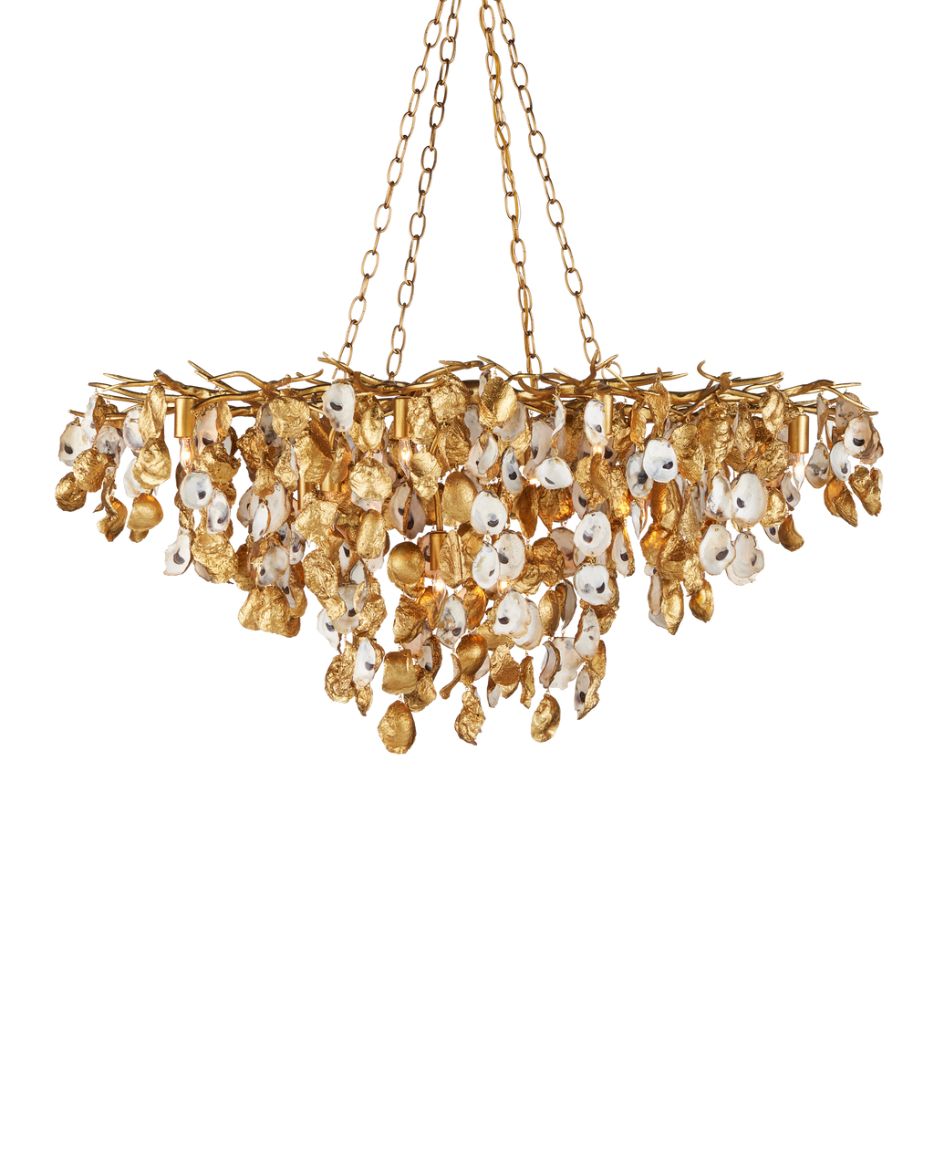 Image of Lucullan Oyster Shell Adorned Gold Chandelier