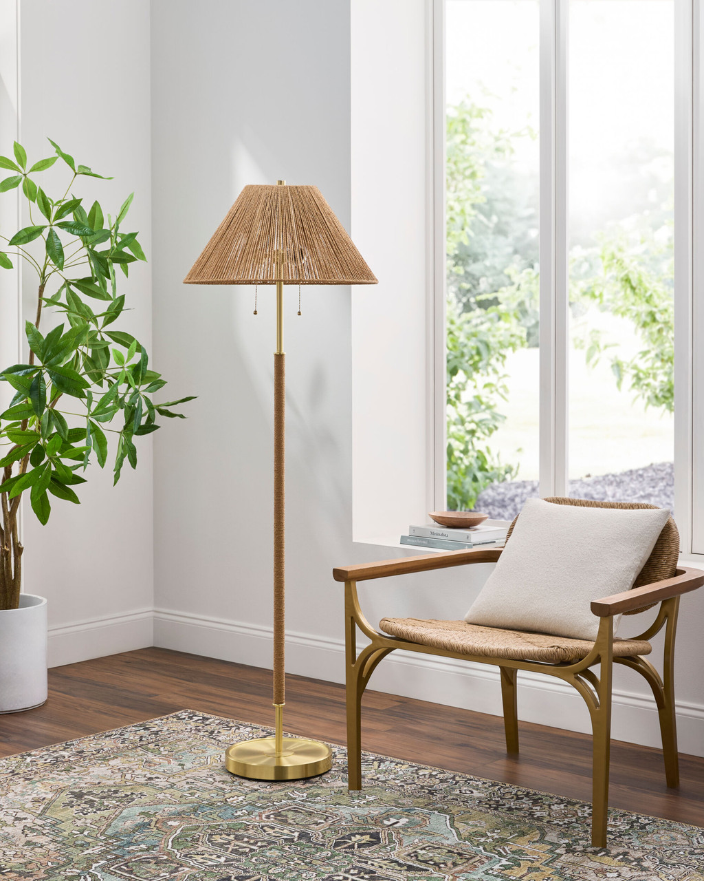 Image of Harbormaster Rattan Rope Wrapped Floor Lamp