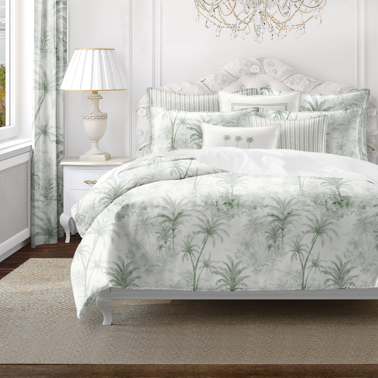 Image of Palmera Bay Sweet Green Luxury Designer Comforter Bedding Ensemble