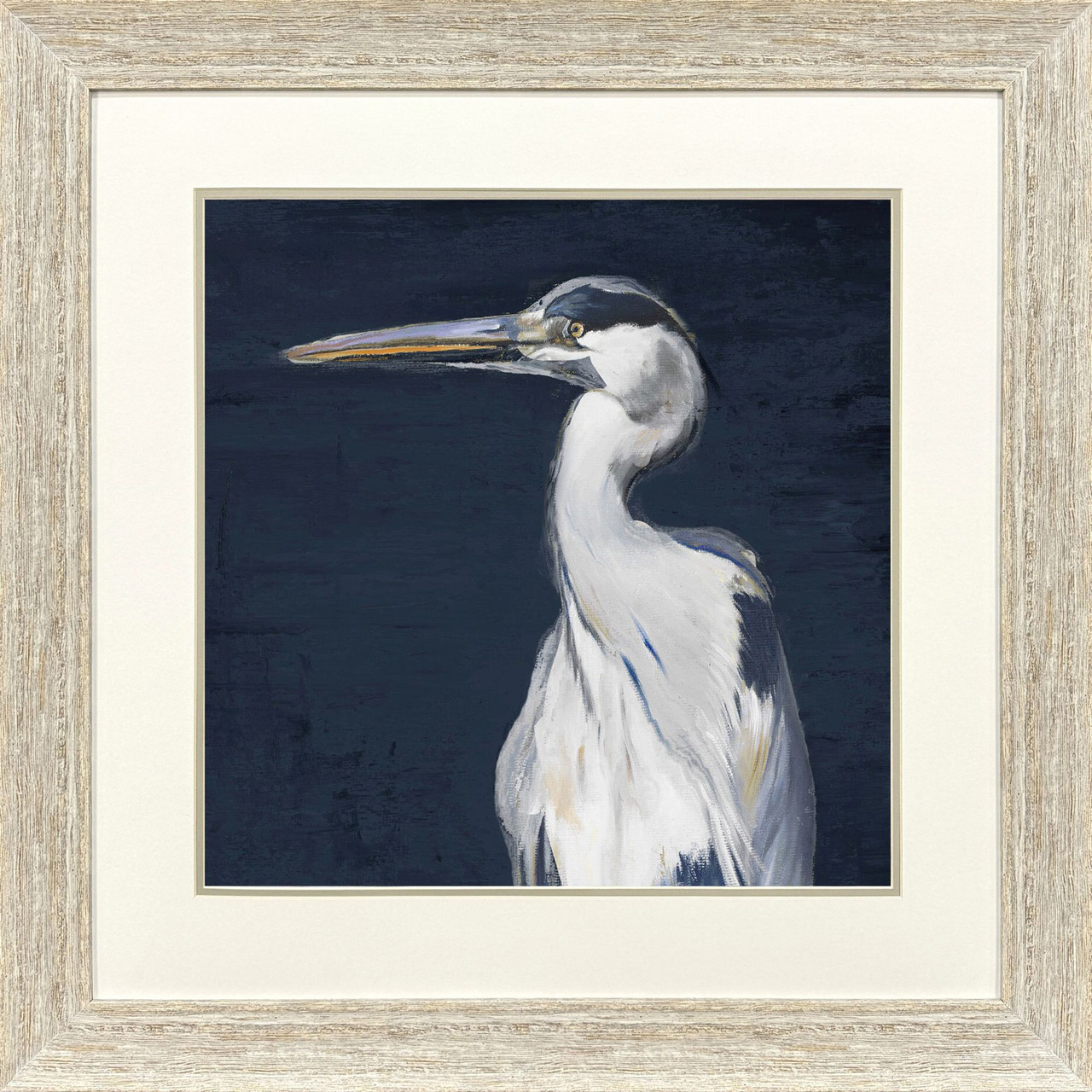 Image of Blue Heron on Deep Blue Framed Art II