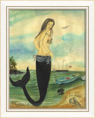  I've Been Spotted Small White Framed Mermaid Art
