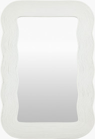 White Wave Dance Curvy Rattan Framed Mirror