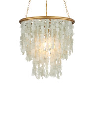 Tumbled Sea Glass Villa De Mer Small Chandelier light on