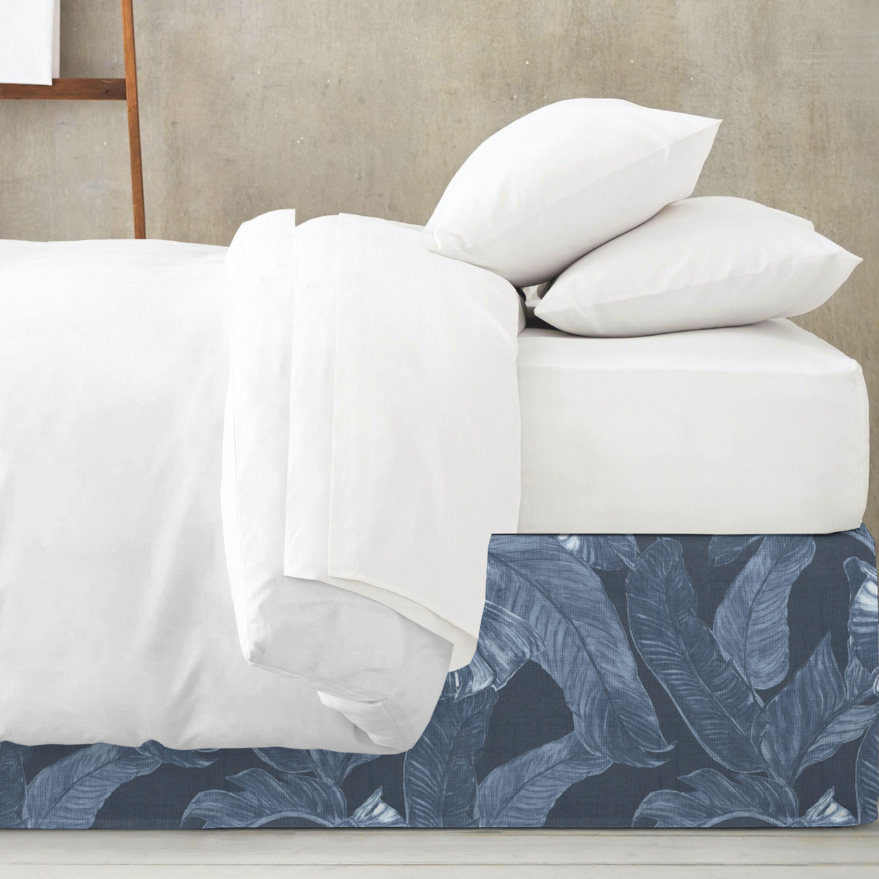 Image of Captiva Beach Palms Indigo Blue Bedskirt