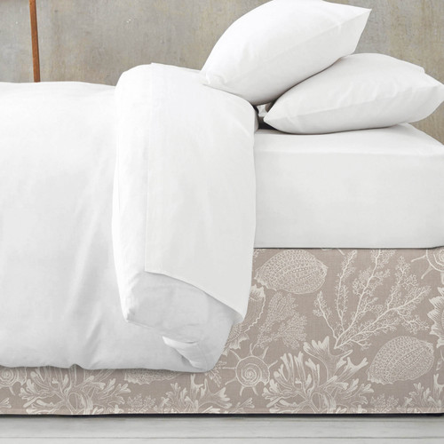 Shellabration Sandy Taupe Bedskirt | Caron's Beach House