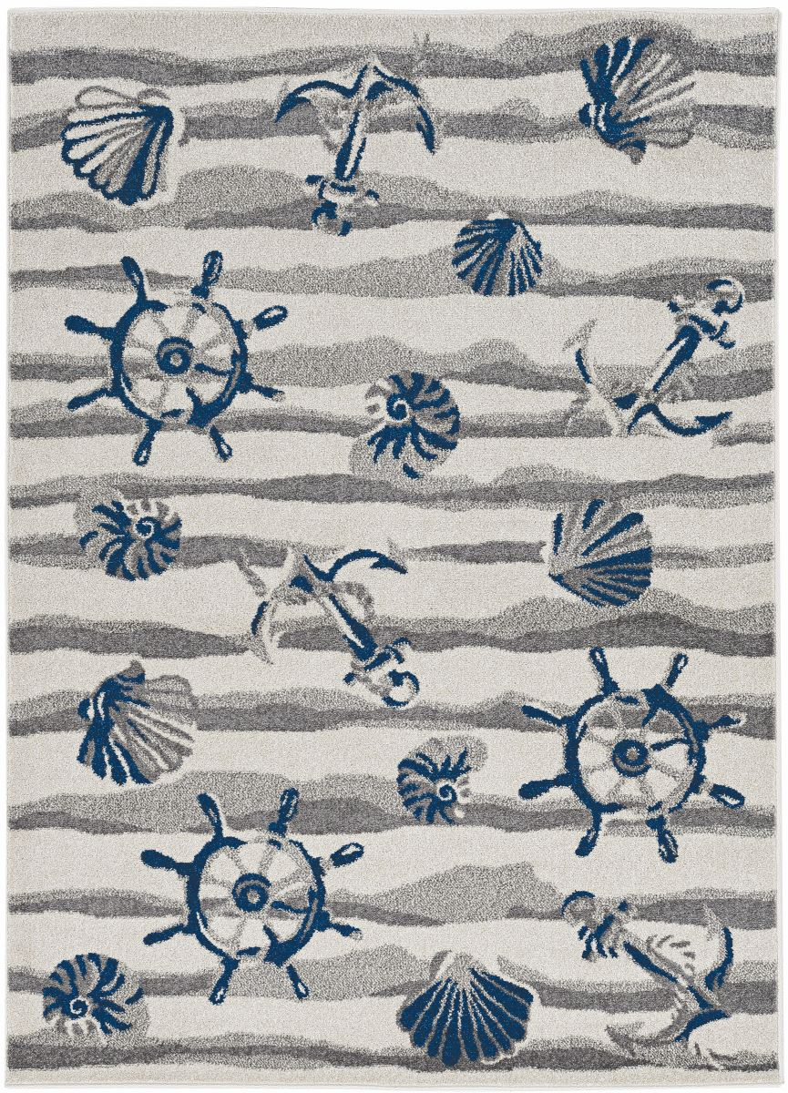 Image of Ivory Seashore Waves Tufted Area Rug