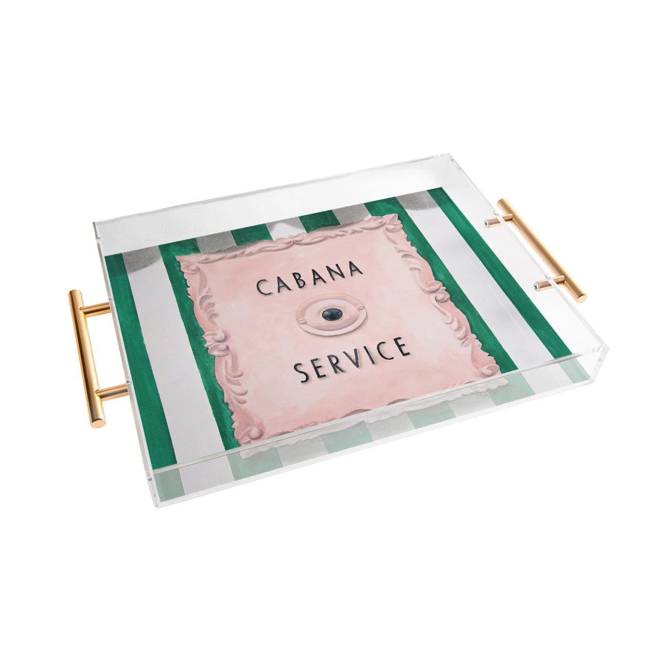 Image of Press for Cabana Service Acrylic Serving Tray with Gold Handles