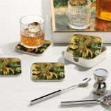 Gold Trim 2 Piece Square Tray Set - Tropical Leaves