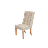 **SET OF 2** Upholstered Side Chairs with Tufted Buttons. Beige.