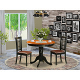 3  PC  Dining  Table  with  2  Leather  Chairs  in  Black  and  Cherry