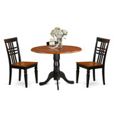 3  Pc  Dining  room  set  with  a  Dining  Table  and  2  Kitchen  Chairs  in  Black  and  Cherry