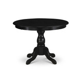 HBT-ABK-TP East West Furniture Modern Kitchen Table with Wire brushed Black Color Table Top Surface and Asian Wood Dining Table Pedestal Legs - Wire brushed Black Finish