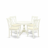 East West Furniture HBCL5-LWH-C 5 Piece Modern Dining Table Set - Linen White Dining Room Table and 4 Linen White Kitchen Chairs with Double X-Back - Linen White Finish